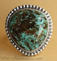 Bague Western de fabrication artisanale en argent et turquoise, bijou américain made in USA