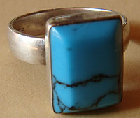 Bague mexicaine en argent et turquoise