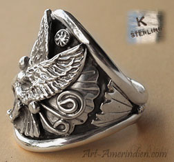 Sterling Silver Indian Native American ring, hallmarked K by Navajo artist.