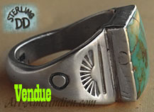 Navajo Indian Native American ring, sterling Silver and Turquoise, hallmarked DD by Navajo Artist.