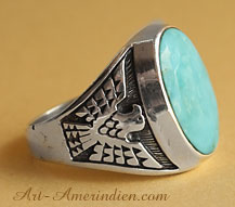 Navajo indian native american sterling silver and turquoise mens ring