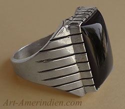 Ray Jack, navajo, made this sterling silver and onyx mens ring size 10