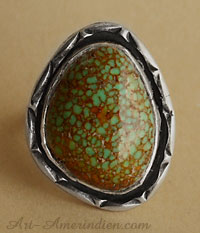 Bague amérindienne Navajo, bijou ethnique indien en argent et turquoise spiiderweb