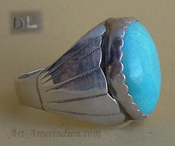 Navajo South Western turquoise and sterling silver ring hallmarked DL