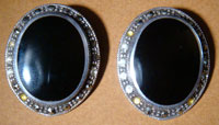 Boucles d'oreilles western Country en argent et Onyx