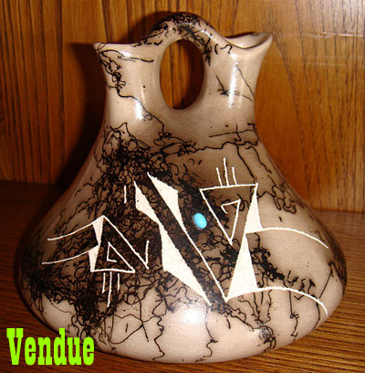 Poterie Horse Hair Navajo, vase de mariage amérindien navajo.