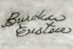 Burdian Eustace script hallmark on Zuni Indian Native American jewelry