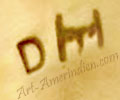DH stilized initials mark on Indian Native American jewelry is Dina Huntinghorse Wichita - Kiowa