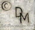 DM and copyright symbole mark on carved stone frog belt buckle