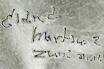 Eldred Martinez Hand script mark on Zuni jewelry
