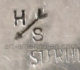 H S ang feather mark on indian native american jewelry for Harry Sandoval Navajo silversmith