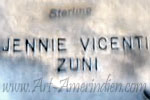 jennie Vicenti Zuni hallmark on Indian Native American jewelry