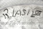 R lasiloo script mark on Zuni Indian Native American jewelry