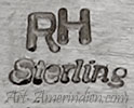 RH is Ronnie Hurley Navajo Indian Native American jewelry hallmark