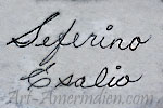 Seferino Esalio handscript signature on Zuni Indian Native American jewelry