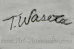 T. Waseta handscript mark on Indian Native jewelry is Theresa Waseta Zuni
