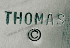 Thomas in capitals letters hallmark, may be Thomas Carusetta script letters