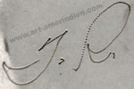 T R script mark on Zuni jewelry for Tony Romancito Zuni Indian Native American jewelry hallmark