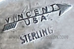 Vincent USA arrow mark is Vincent James Platero Navajo silversmith signature