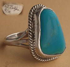 South western turquoise and sterling silver ring hallmarked by american artist Art Gatzke