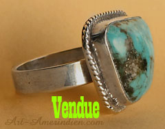 South Western ring made by american artist from sterling silver and natural Turquoise