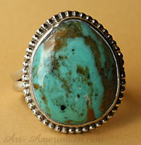 Bague south western country USA en argent et turquoise taille 72