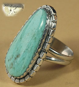 South Western sterling Silver and genuine Turquoise gemm ring handmade by American Artist Art Gatzke