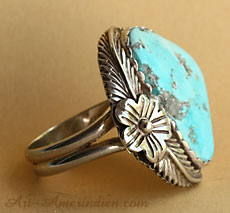 South western USA sterling silver and turquoise ring, size 13 3/4, jewelry made by American Artist Art Gatzke