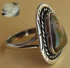 Indian Native american jewelry, this ring is made from sterling with a Royston bouder mine turquoise