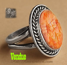 Spinny oyster and sterling silver navajo indian native american ring