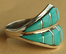 Zuni american native indian turquoise inlayed ring