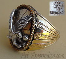 Navajo Indian native Americain silversmith Sylver Ray made this men's rind
