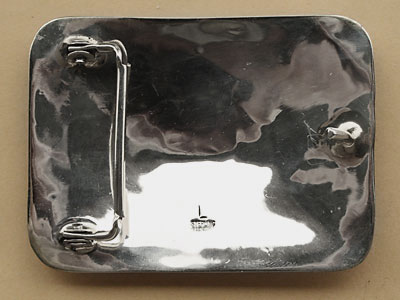 Indian Native american Navajo sterling silver belt buckle, 2 horses in south western country overlay design