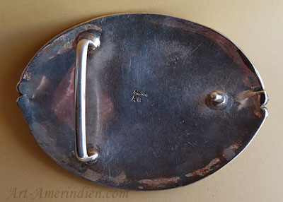 Navajo native american indian vintage sterling silver belt buckle hallmarked AG by Navajo artist