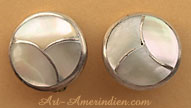 Boucles d'oreilles amérindiennes zuni en argent 0.925 Sterling silver et mother of pearl inlay
