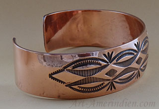 Navajo Indian Native American Verna Tahe made this copper bracelet
