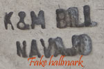 Fake K&M BILL (Ken & Mary Bill) hallmark on southwest jewelry