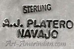 Albert J. Platero Navajo hallmark on Indian Native American jewelry