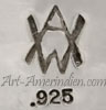 AW stacked letters mark is Annelise Williamson non native silversmith