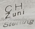 CH Zuni mark on indian jewelry is Claudine Haloo Zuni artist signature