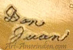 Don Juan script mark on jewelry is Don Johnson Navajo hallmark