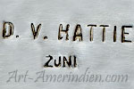 D.V. HATTIE hallmark on Indian Native American jewelry  is Derrick & Vivian Hattie Zuni