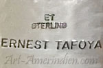 ET or Ernest Tafoya hallmark on Kewa Native American jewelry