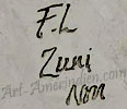 FL Zuni NM handscript mark on Indian jewelry is Faye Lowsayatee Zuni