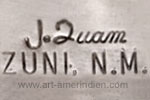 J Quam Zuni Indian Native American mark on sterling silver jewelry