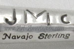 JMc mark on jewelry for James MC Cabe Navajo silversmith