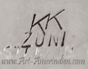KK Zuni mark on jewelry for Kal Kallestewa Zuni silversmith