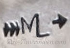 ML over arrow mark for Leonard Haskie Navajo silversmith