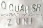 Q Quam Sr mark on Indian Native American jewelry is Quinton Quam Sr Zuni 