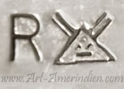 R and picto mark on Hopi jewelry is Ramon Albert Dalangyawma Hopi Native American silversmith